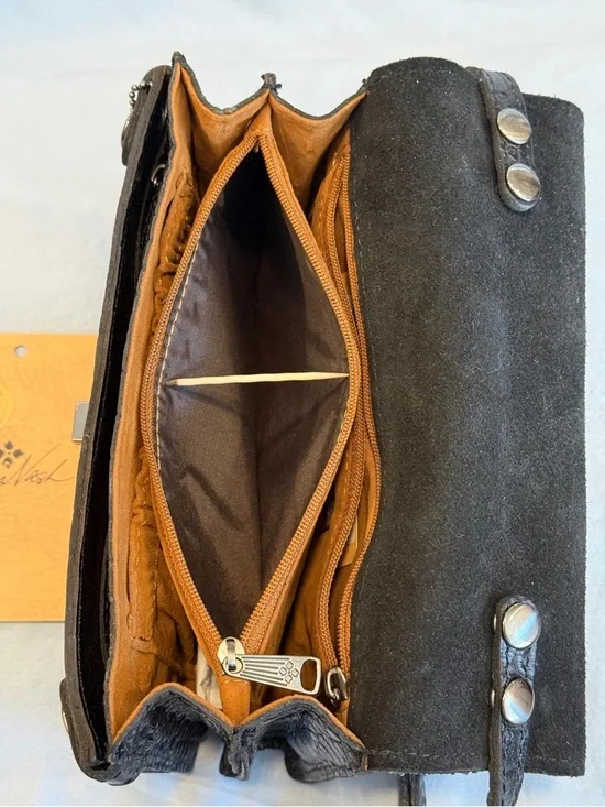 Patricia Nash Black Croc-Embossed Cross Accent Crossbody Bag - Picture 5 of 6